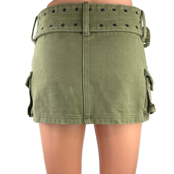 Princess Polly Green High Waisted Belted Mini Cargo Straight Pencil Skirt Sz 2 - Picture 3 of 5